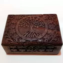 Artizanat India | Cutii din lemn caseta cu balamale metalice maro 17.5cm  | 5838