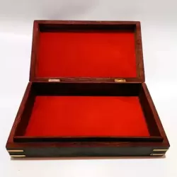 Artizanat India | Cutii din lemn caseta cu balamale si coltare metalice maro 30.5cm  | 5841