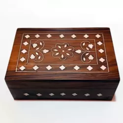 Artizanat India | Cutii din lemn caseta cu balamale metalice maro 15.3cm  | 5842