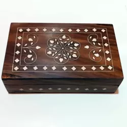 Artizanat India | Cutii din lemn caseta cu balamale metalice maro 20.3cm  | 5844